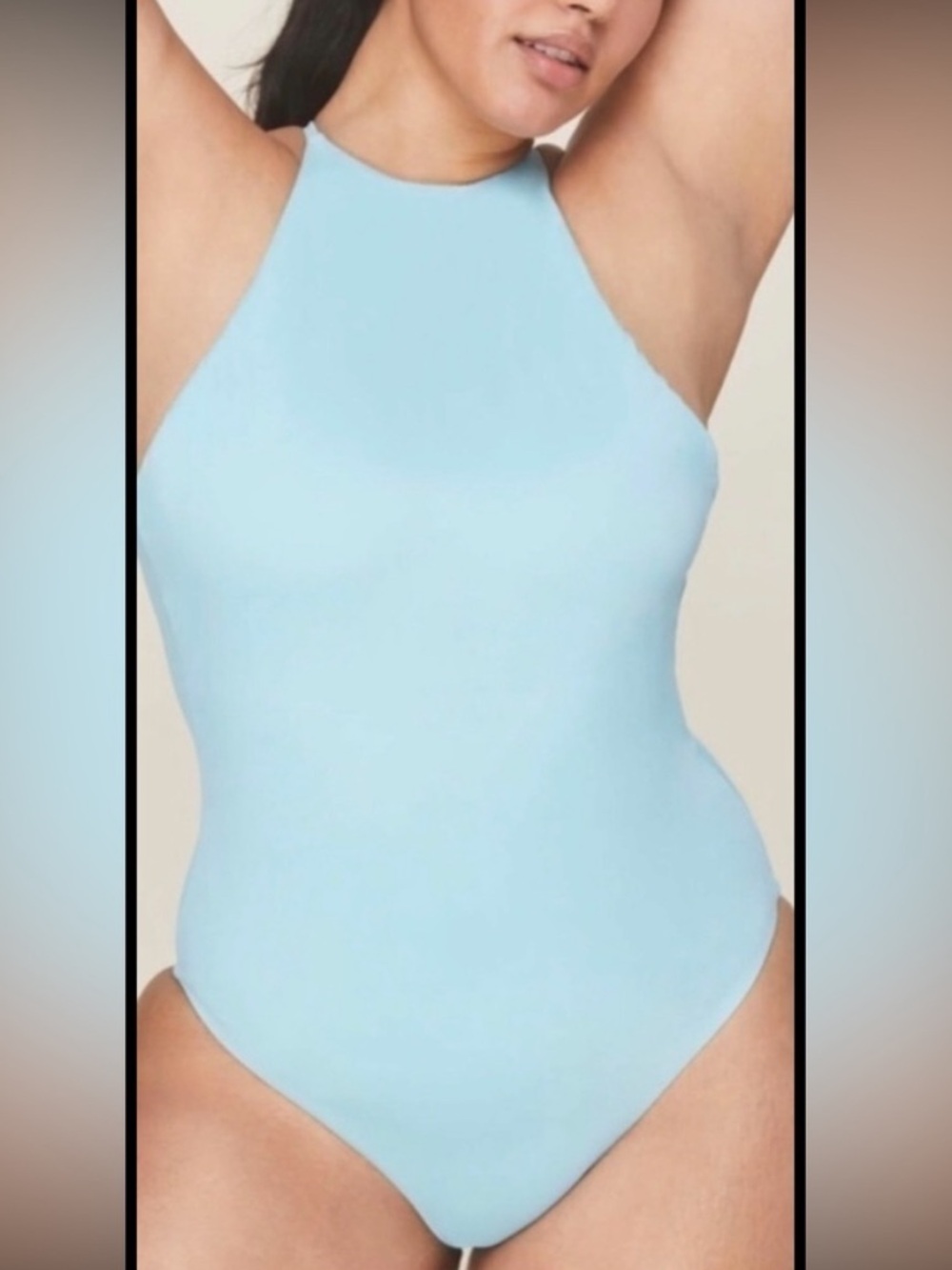 Andie the Ashbury Powder Blue High-Neck One-Piece Swimsuit